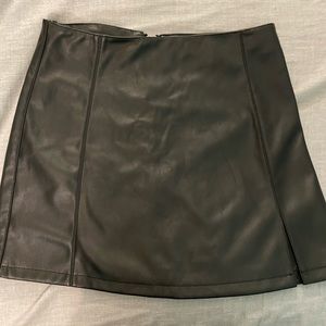 Black leather mini skirt
